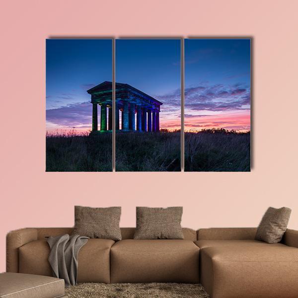 Penshaw Monument At Dusk Canvas Wall Art-3 Horizontal-Gallery Wrap-37" x 24"-Tiaracle