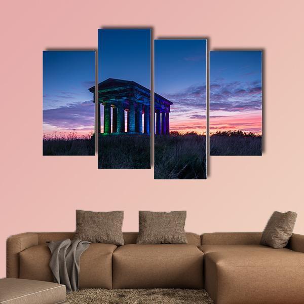Penshaw Monument At Dusk Canvas Wall Art-4 Pop-Gallery Wrap-50" x 32"-Tiaracle