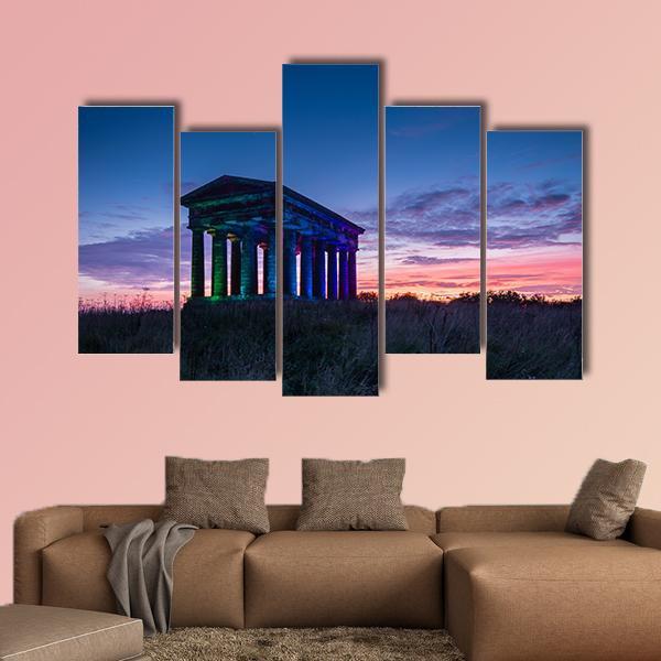 Penshaw Monument At Dusk Canvas Wall Art-5 Pop-Gallery Wrap-47" x 32"-Tiaracle