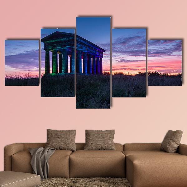 Penshaw Monument At Dusk Canvas Wall Art-5 Star-Gallery Wrap-62" x 32"-Tiaracle