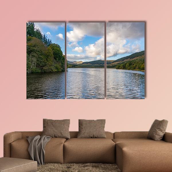 Pentwyn Reservoir Canvas Wall Art-3 Horizontal-Gallery Wrap-37" x 24"-Tiaracle