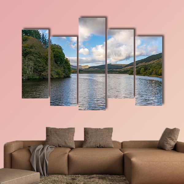 Pentwyn Reservoir Canvas Wall Art-5 Pop-Gallery Wrap-47" x 32"-Tiaracle