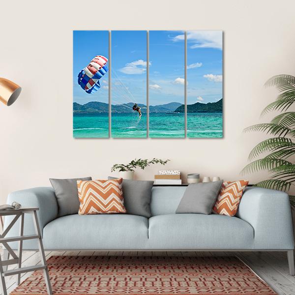 People Are Para Sailing In Phuket Canvas Wall Art-4 Horizontal-Gallery Wrap-34" x 24"-Tiaracle