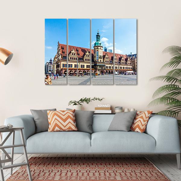 People At Old Town Hall In Leipzig Canvas Wall Art-4 Horizontal-Gallery Wrap-34" x 24"-Tiaracle
