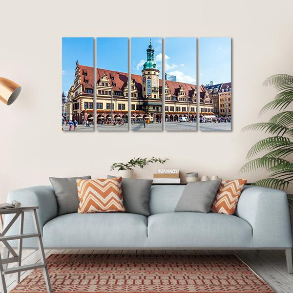 People At Old Town Hall In Leipzig Canvas Wall Art-5 Horizontal-Gallery Wrap-22" x 12"-Tiaracle