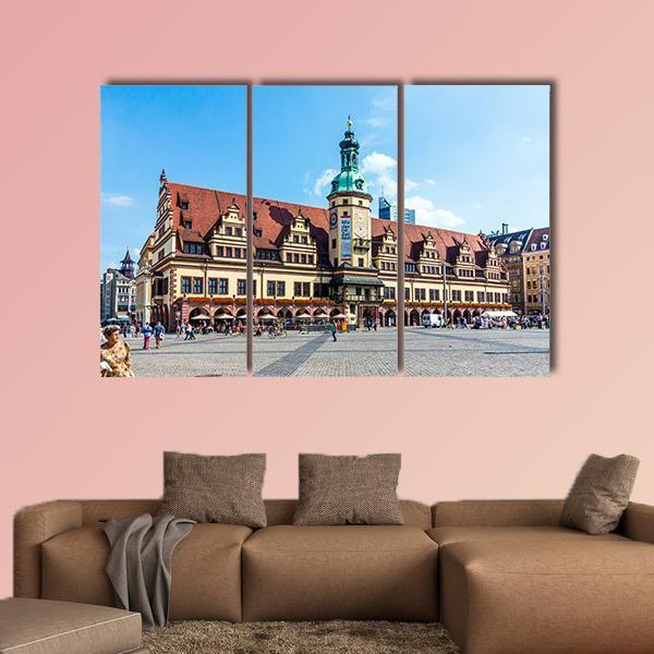 People At Old Town Hall In Leipzig Canvas Wall Art-4 Pop-Gallery Wrap-50" x 32"-Tiaracle