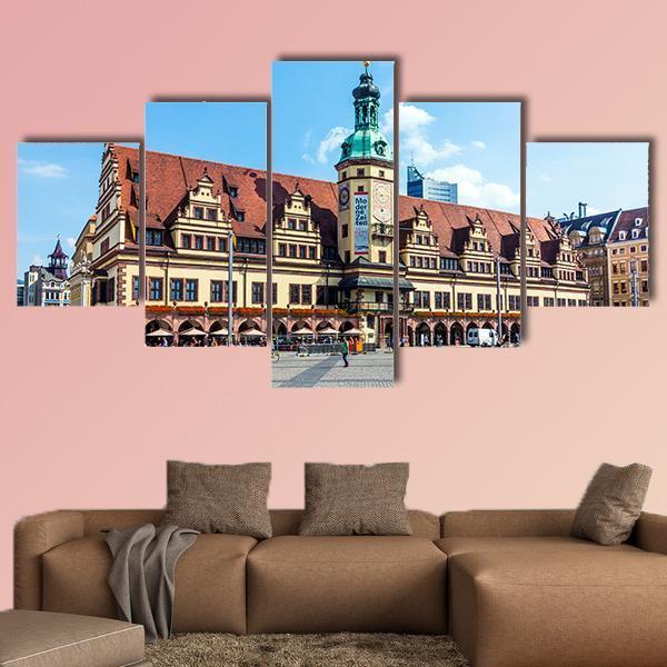 People At Old Town Hall In Leipzig Canvas Wall Art-5 Star-Gallery Wrap-62" x 32"-Tiaracle