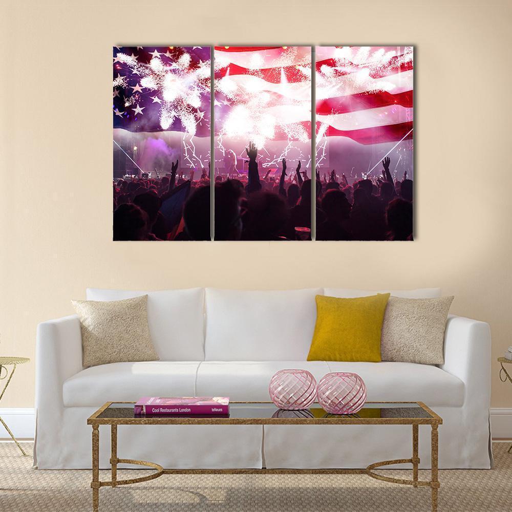 People Celebrating Independence Day In USA Canvas Wall Art-3 Horizontal-Gallery Wrap-37" x 24"-Tiaracle