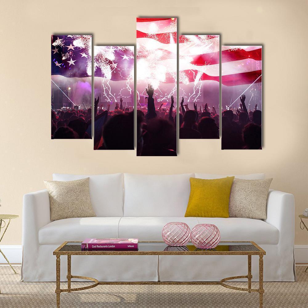 People Celebrating Independence Day In USA Canvas Wall Art-5 Pop-Gallery Wrap-47" x 32"-Tiaracle