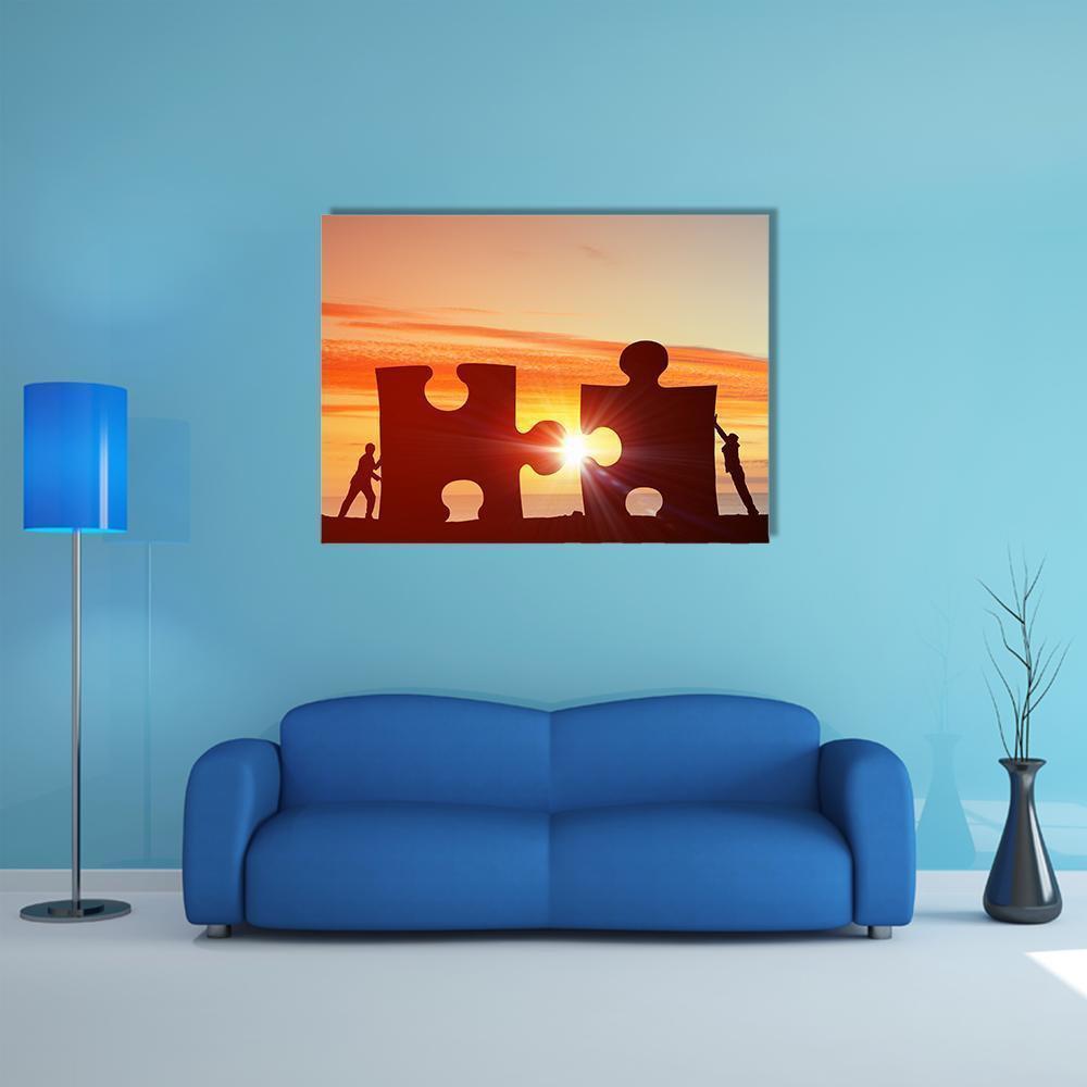 People Connecting Puzzle Canvas Wall Art-5 Horizontal-Gallery Wrap-22" x 12"-Tiaracle