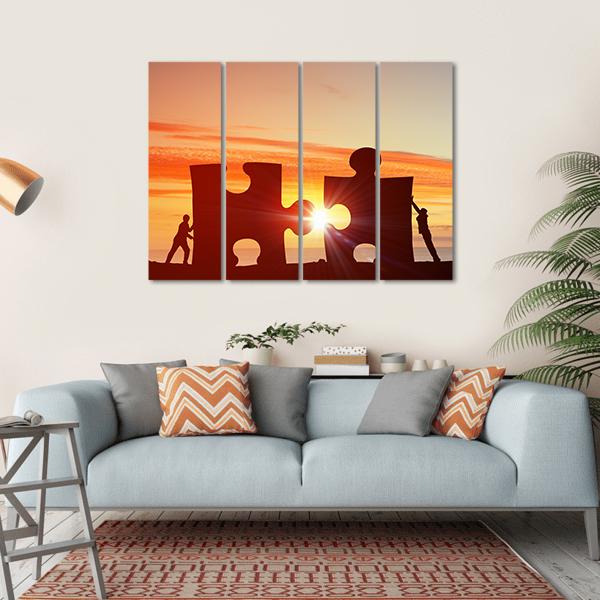 People Connecting Puzzle Canvas Wall Art-4 Horizontal-Gallery Wrap-34" x 24"-Tiaracle