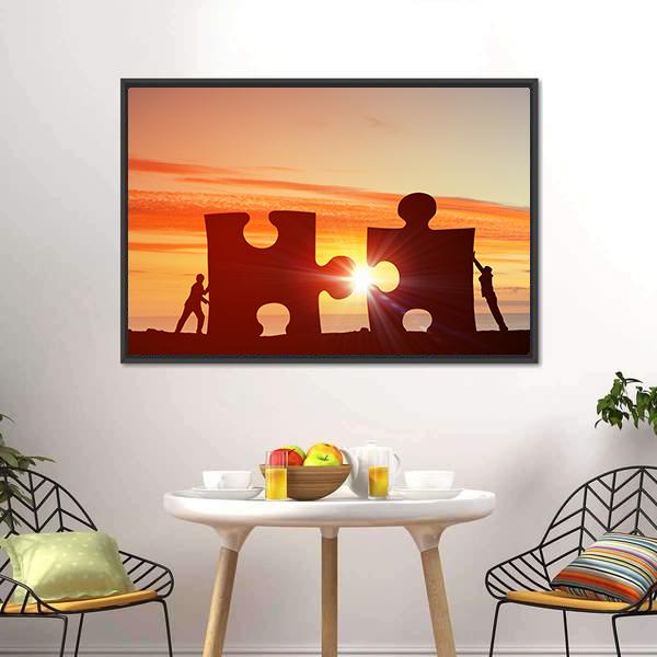 People Connecting Puzzle Canvas Wall Art-5 Horizontal-Gallery Wrap-22" x 12"-Tiaracle