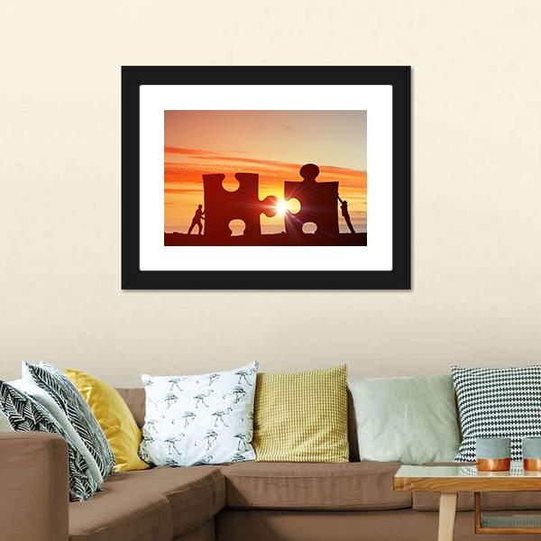 People Connecting Puzzle Canvas Wall Art-5 Horizontal-Gallery Wrap-22" x 12"-Tiaracle