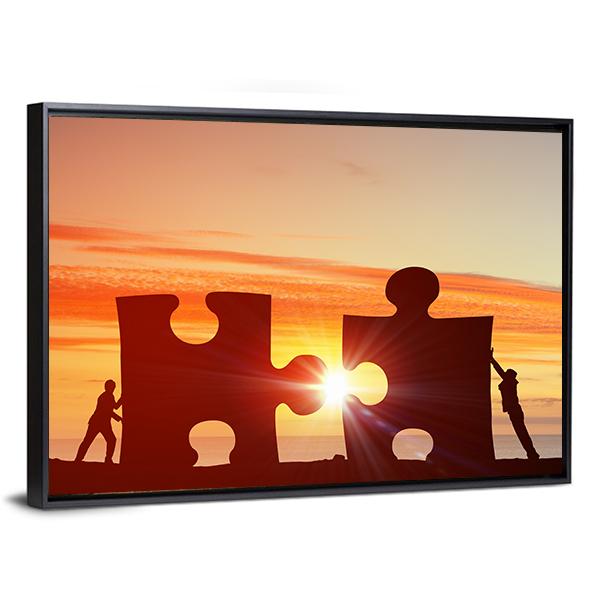 People Connecting Puzzle Canvas Wall Art-5 Horizontal-Gallery Wrap-22" x 12"-Tiaracle