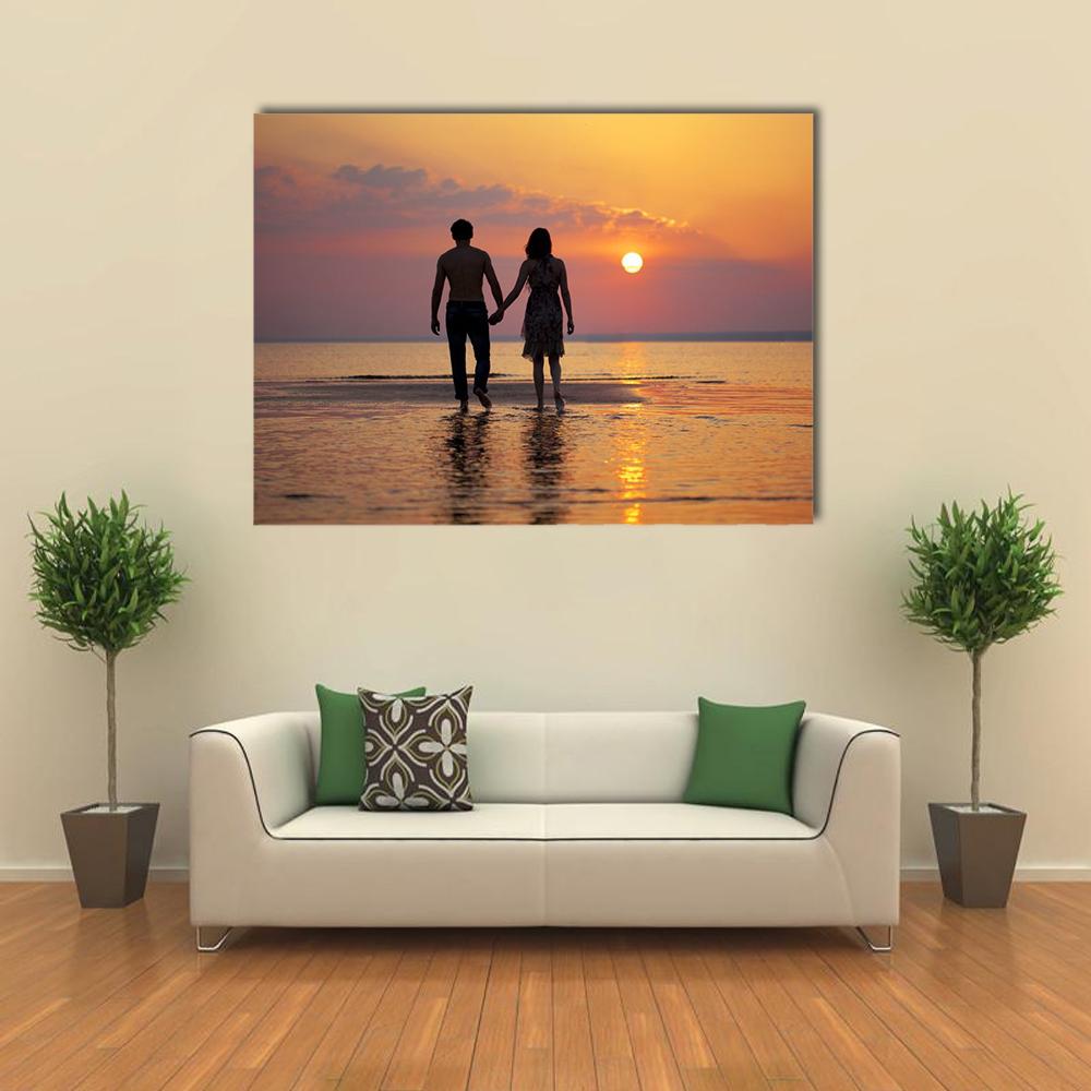 People In Love At Sunset Canvas Wall Art-1 Piece-Gallery Wrap-36" x 24"-Tiaracle