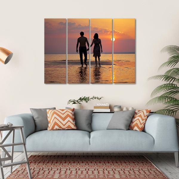 People In Love At Sunset Canvas Wall Art-4 Horizontal-Gallery Wrap-34" x 24"-Tiaracle