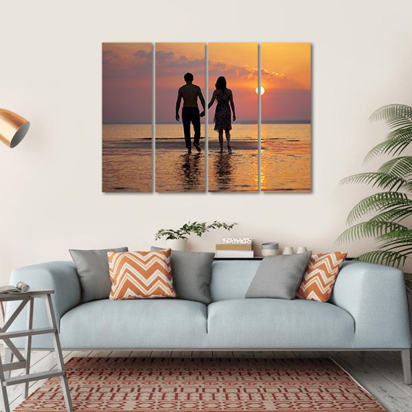 People In Love At Sunset Canvas Wall Art-1 Piece-Gallery Wrap-36" x 24"-Tiaracle