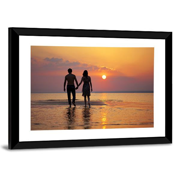 People In Love At Sunset Canvas Wall Art-5 Horizontal-Gallery Wrap-22" x 12"-Tiaracle