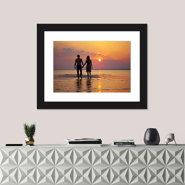 People In Love At Sunset Canvas Wall Art-5 Horizontal-Gallery Wrap-22" x 12"-Tiaracle