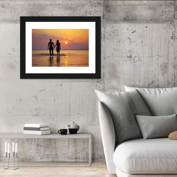 People In Love At Sunset Canvas Wall Art-5 Horizontal-Gallery Wrap-22" x 12"-Tiaracle