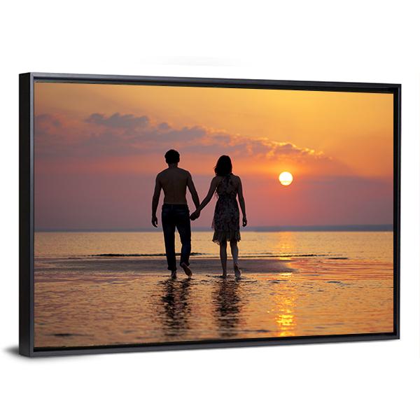 People In Love At Sunset Canvas Wall Art-5 Horizontal-Gallery Wrap-22" x 12"-Tiaracle