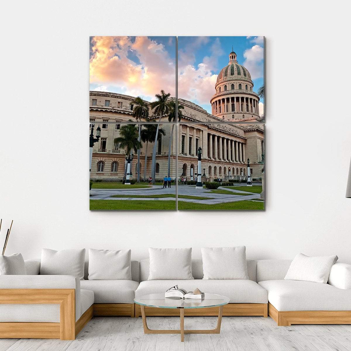 People In The Gardens Of The Capitol Canvas Wall Art-4 Square-Gallery Wrap-17" x 17"-Tiaracle