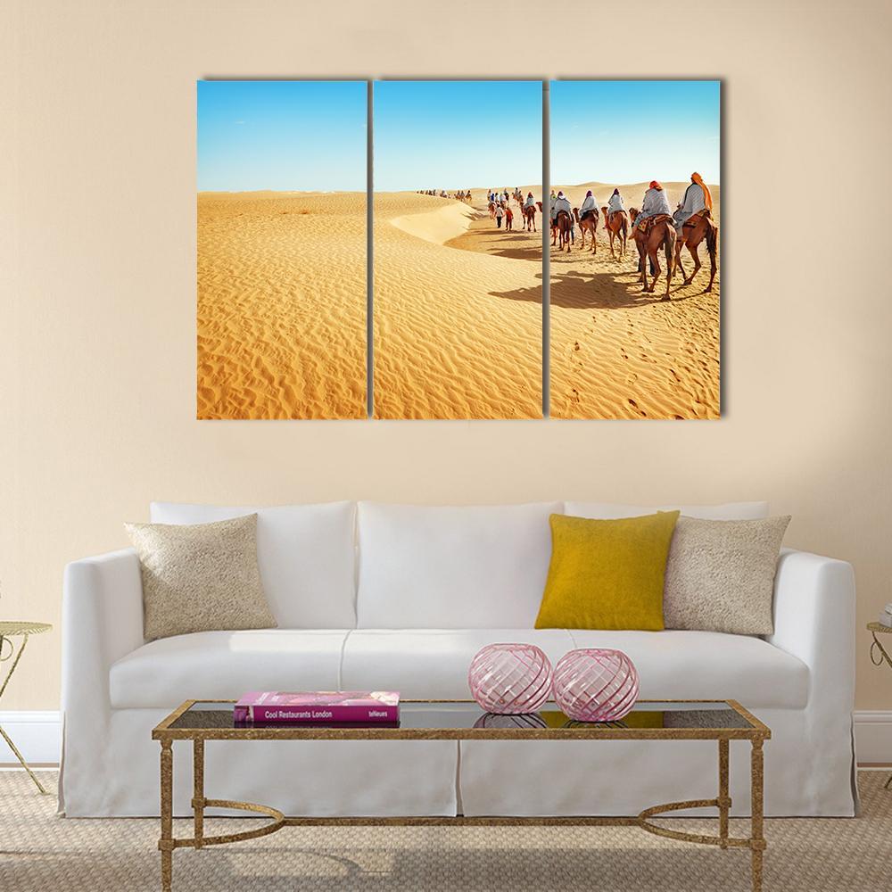 People In The Sahara Desert Canvas Wall Art-3 Horizontal-Gallery Wrap-37" x 24"-Tiaracle