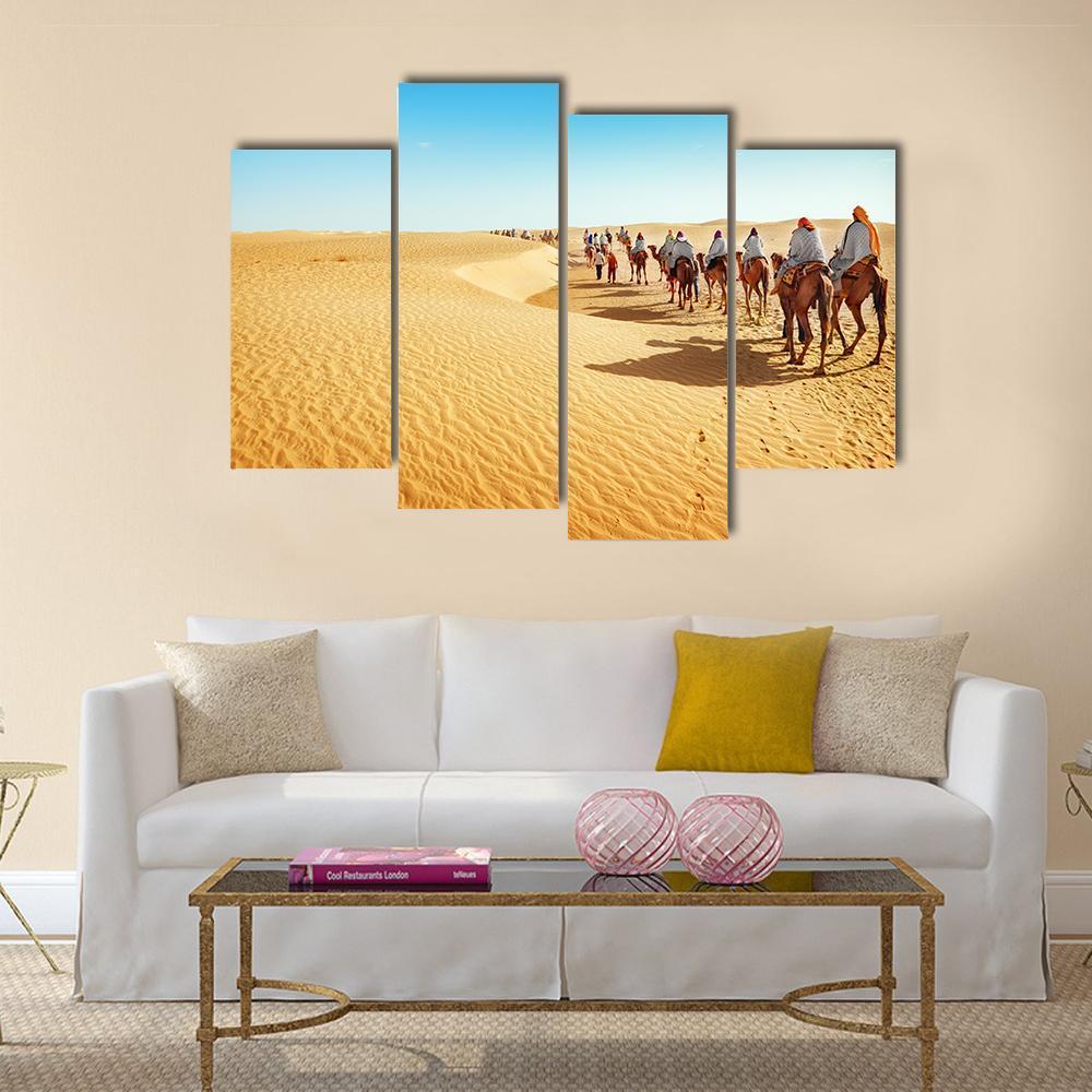 People In The Sahara Desert Canvas Wall Art-4 Pop-Gallery Wrap-50" x 32"-Tiaracle