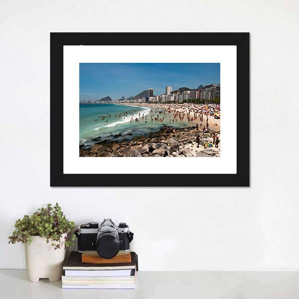 People On Copacabana Beach Canvas Wall Art-3 Horizontal-Gallery Wrap-25" x 16"-Tiaracle