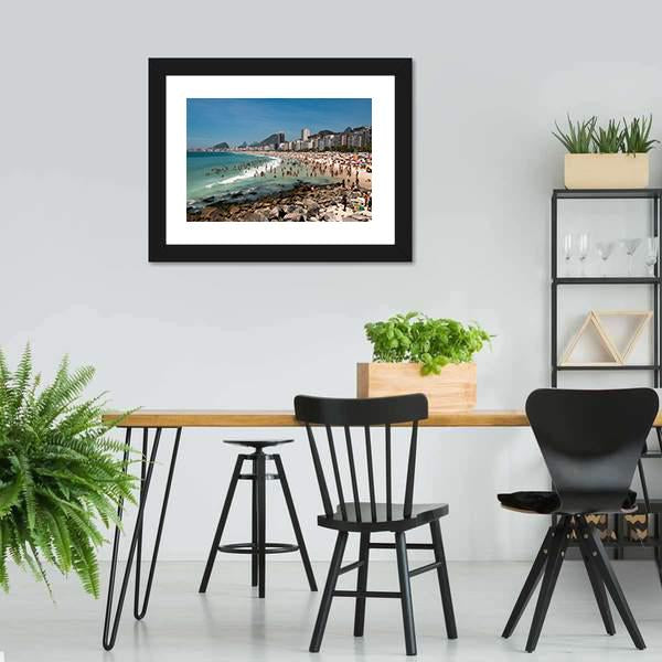 People On Copacabana Beach Canvas Wall Art-3 Horizontal-Gallery Wrap-25" x 16"-Tiaracle