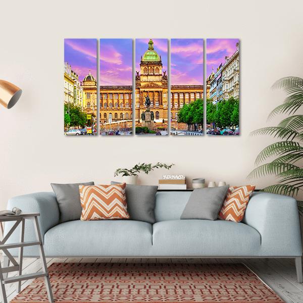 People On Wenceslas Square In Prague At Night Canvas Wall Art-5 Horizontal-Gallery Wrap-22" x 12"-Tiaracle