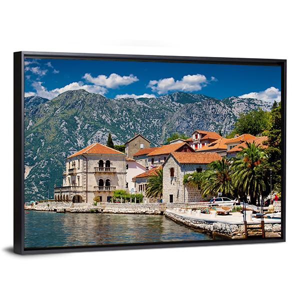 Perast Town In Montenegro Canvas Wall Art-3 Horizontal-Gallery Wrap-25" x 16"-Tiaracle