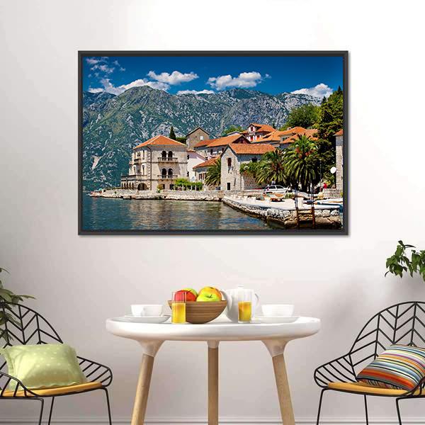 Perast Town In Montenegro Canvas Wall Art-3 Horizontal-Gallery Wrap-25" x 16"-Tiaracle