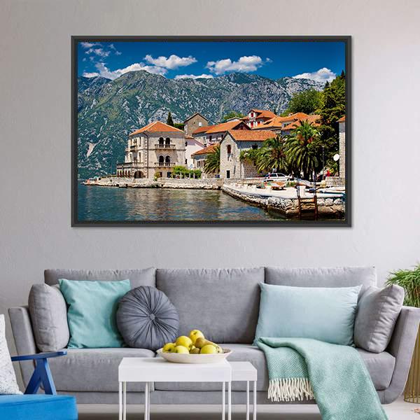 Perast Town In Montenegro Canvas Wall Art-3 Horizontal-Gallery Wrap-25" x 16"-Tiaracle