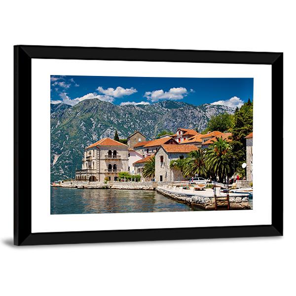 Perast Town In Montenegro Canvas Wall Art-3 Horizontal-Gallery Wrap-25" x 16"-Tiaracle