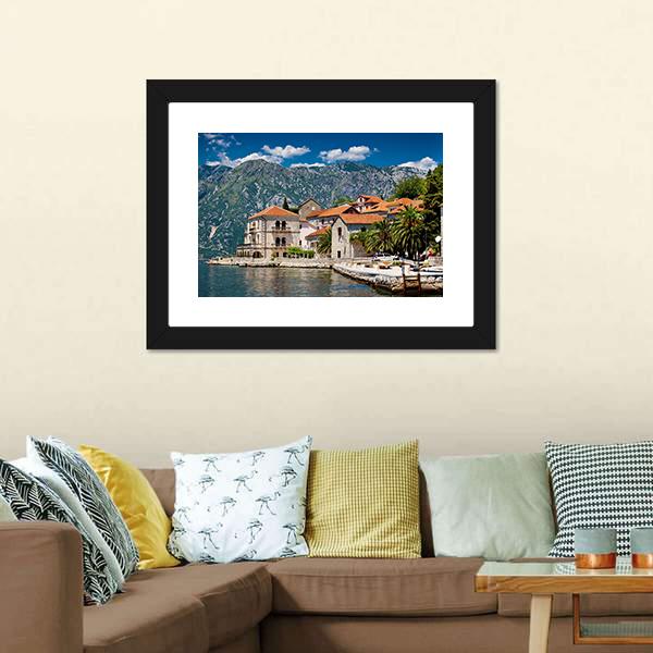 Perast Town In Montenegro Canvas Wall Art-3 Horizontal-Gallery Wrap-25" x 16"-Tiaracle