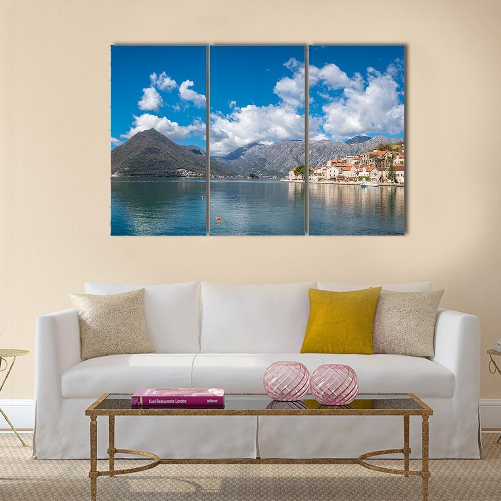 Perast Town In The Kotor Bay Canvas Wall Art-3 Horizontal-Gallery Wrap-37" x 24"-Tiaracle