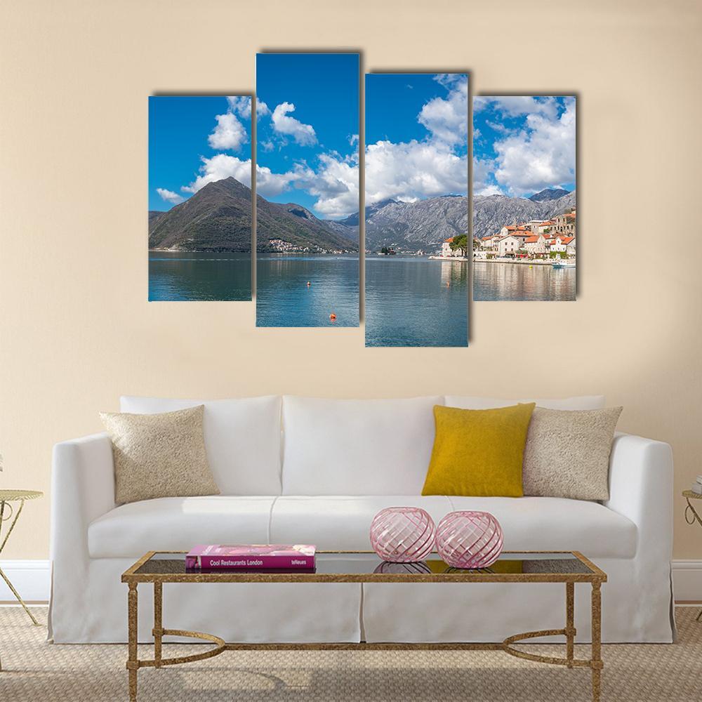 Perast Town In The Kotor Bay Canvas Wall Art-4 Pop-Gallery Wrap-50" x 32"-Tiaracle