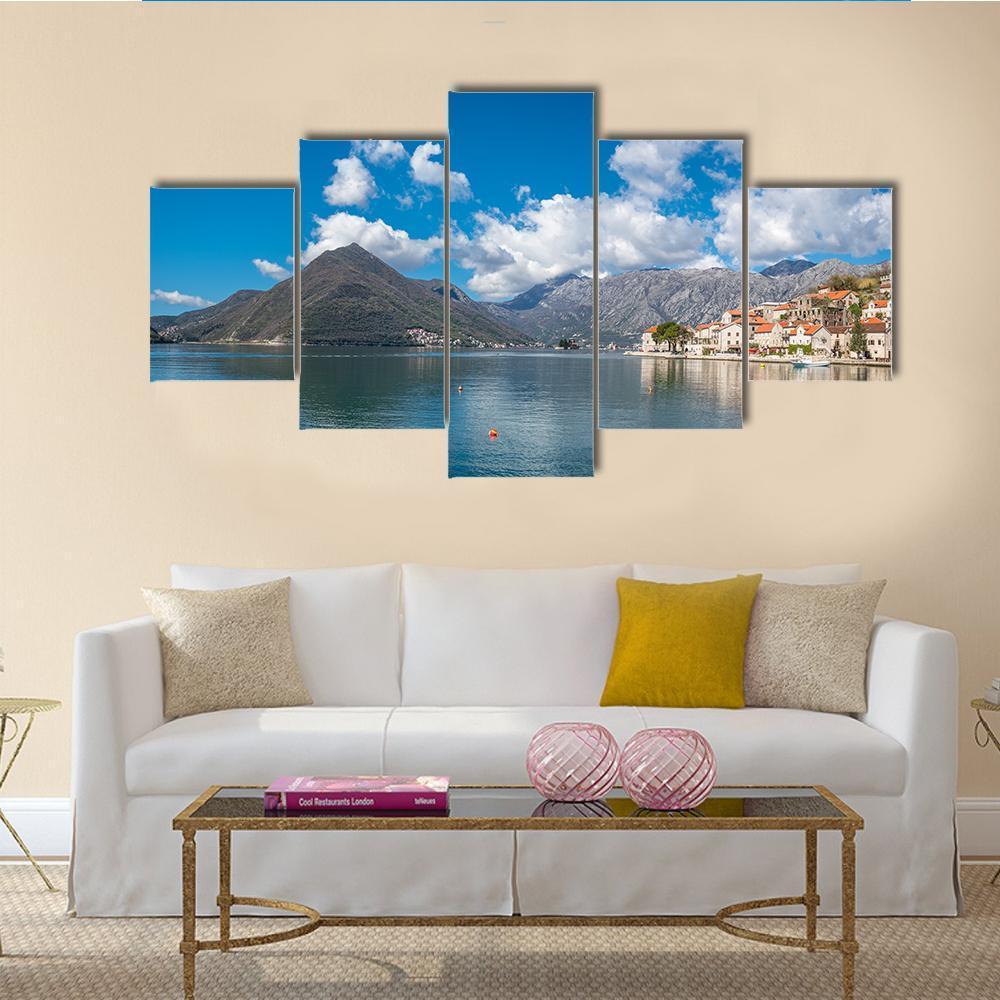 Perast Town In The Kotor Bay Canvas Wall Art-3 Horizontal-Gallery Wrap-37" x 24"-Tiaracle