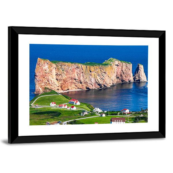 Perce Rock In Gaspe Canvas Wall Art-5 Horizontal-Gallery Wrap-22" x 12"-Tiaracle