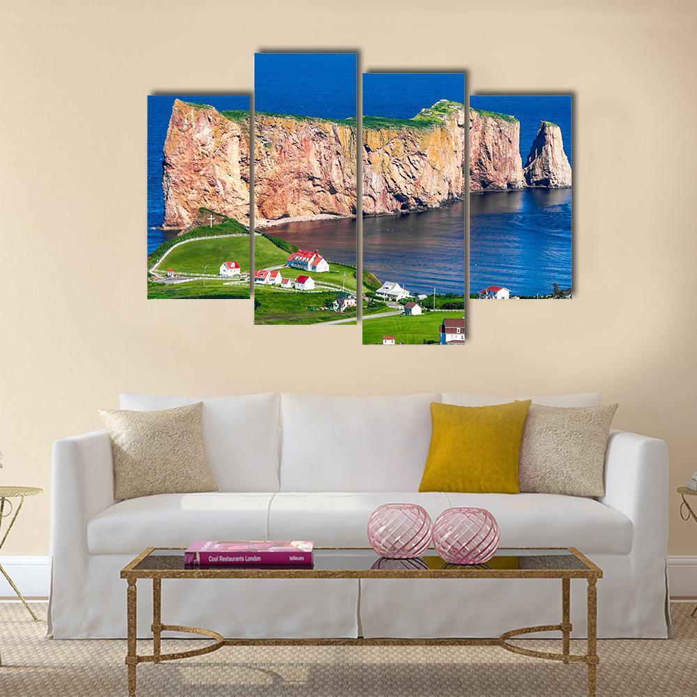 Perce Rock In Gaspe Canvas Wall Art-4 Pop-Gallery Wrap-50" x 32"-Tiaracle