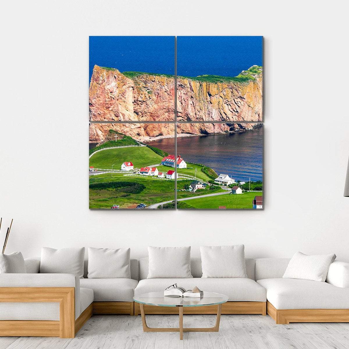 Perce Rock In Gaspe Canvas Wall Art-4 Square-Gallery Wrap-17" x 17"-Tiaracle