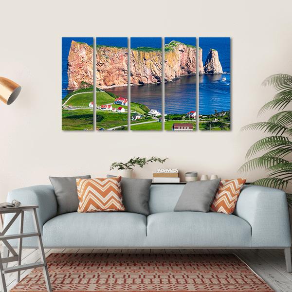 Perce Rock In Gaspe Canvas Wall Art-5 Horizontal-Gallery Wrap-22" x 12"-Tiaracle