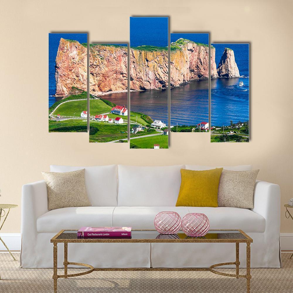 Perce Rock In Gaspe Canvas Wall Art-5 Pop-Gallery Wrap-47" x 32"-Tiaracle