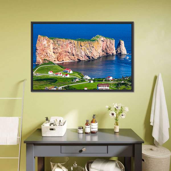 Perce Rock In Gaspe Canvas Wall Art-3 Horizontal-Gallery Wrap-25" x 16"-Tiaracle