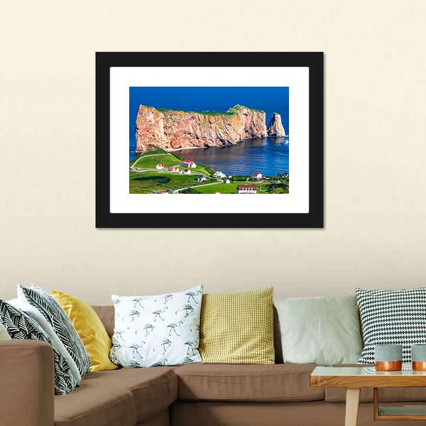 Perce Rock In Gaspe Canvas Wall Art-1 Piece-Framed Print-20" x 16"-Tiaracle