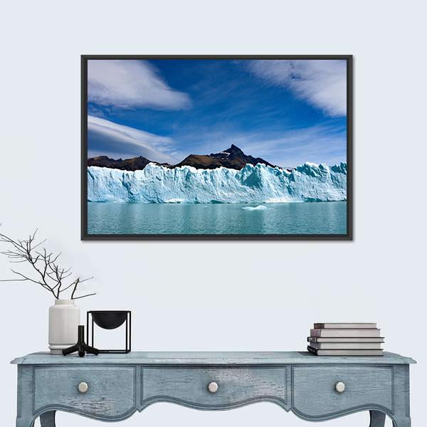 Perito Moreno Glacier And Andes Mountains Canvas Wall Art-1 Piece-Floating Frame-24" x 16"-Tiaracle