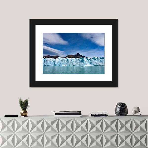 Perito Moreno Glacier And Andes Mountains Canvas Wall Art-1 Piece-Framed Print-20" x 16"-Tiaracle