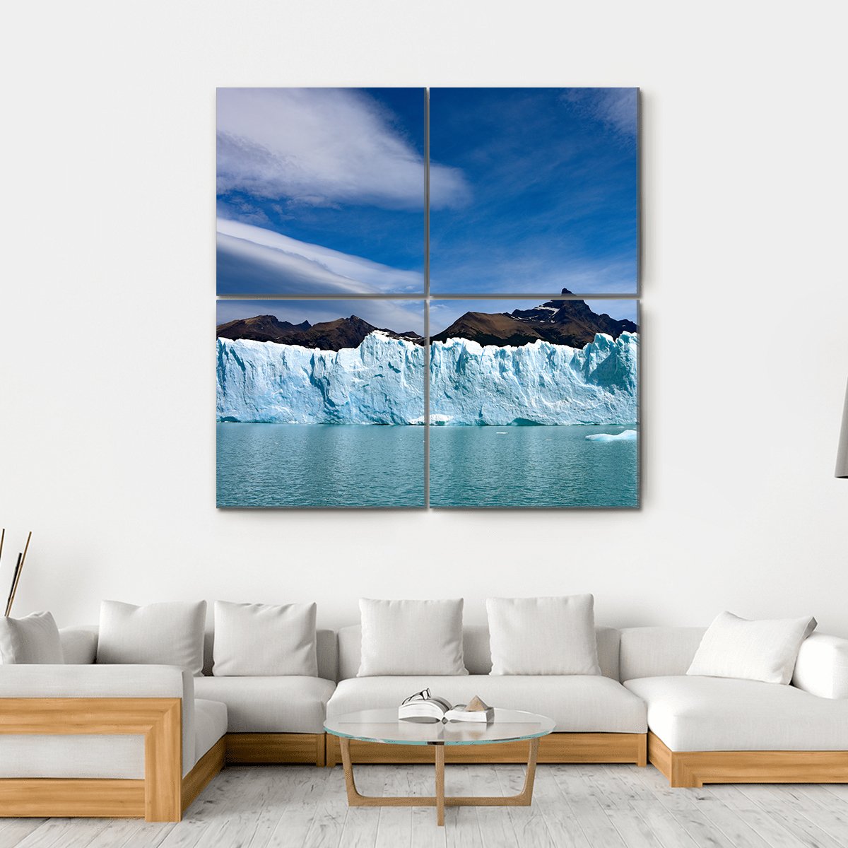 Perito Moreno Glacier And Andes Mountains Canvas Wall Art-4 Square-Gallery Wrap-17" x 17"-Tiaracle