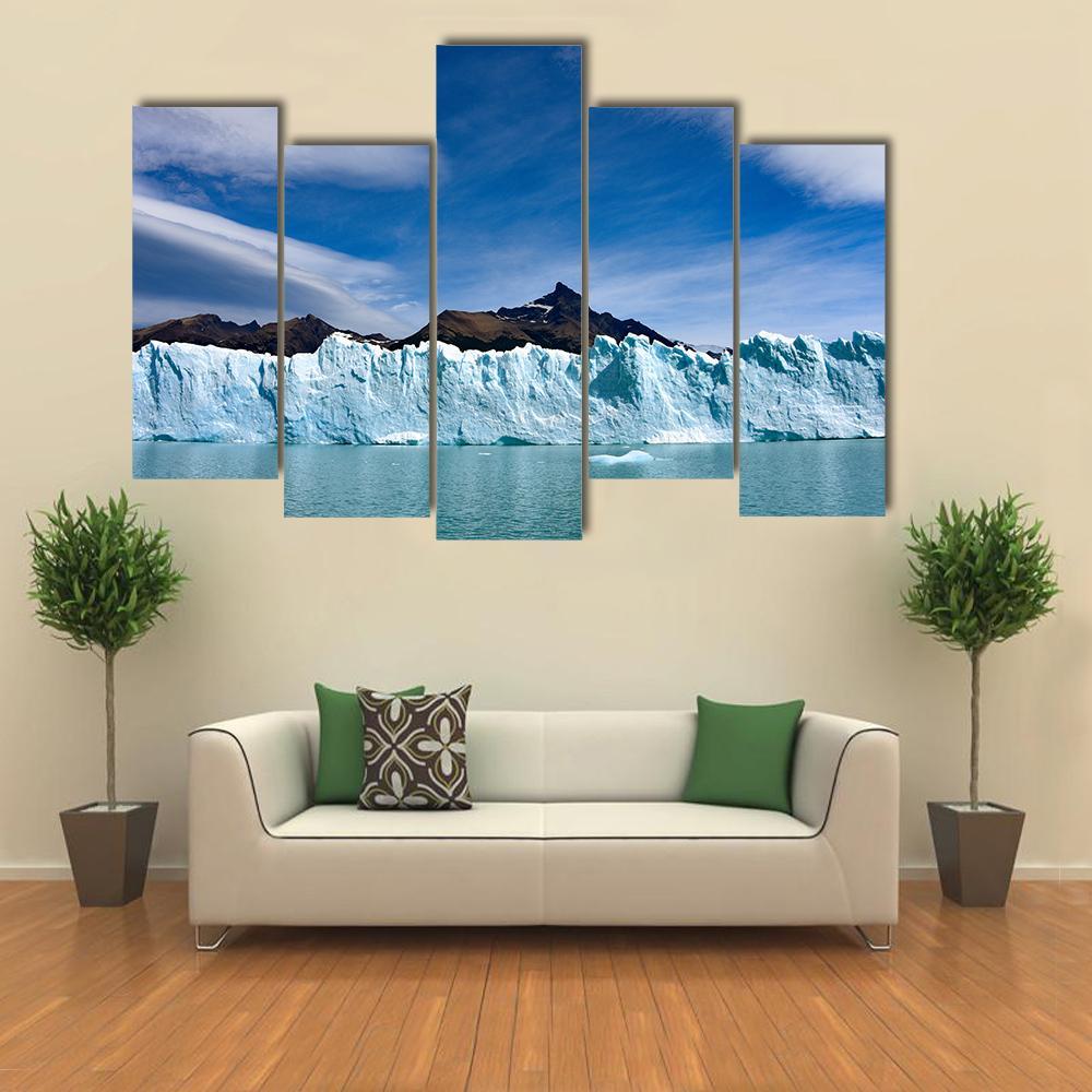 Perito Moreno Glacier And Andes Mountains Canvas Wall Art-5 Pop-Gallery Wrap-47" x 32"-Tiaracle